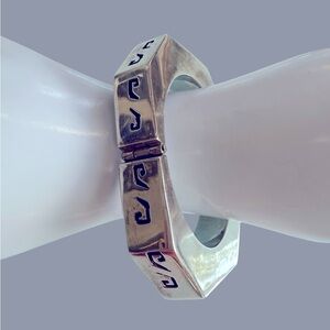 Vintage Taxco Sterling Octagon Hinged Bracelet 73g Mexico 925 TM-143